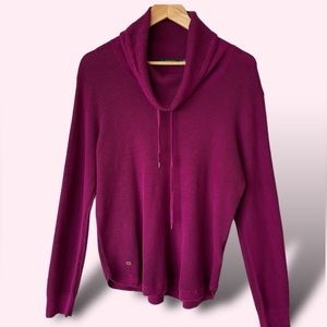 Lauren Ralph Lauren Women's Magenta Cowl Neck Waffle Weave Sweater